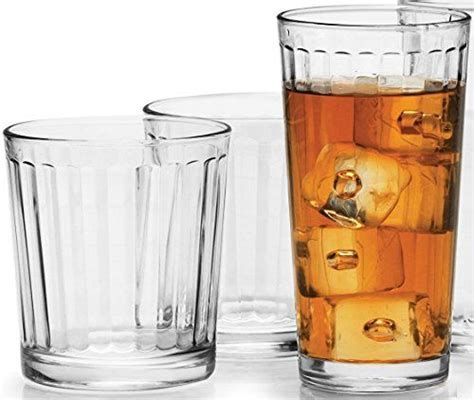 Circleware Huge Set Of 16 Column Glass Drinking Glasses Set 16 Piece Set 817 Ounce And 813 Ounce