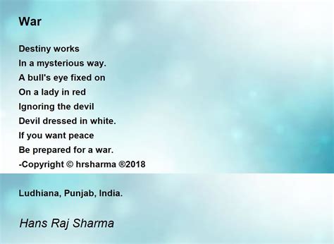 War War Poem By Hans Raj Sharma