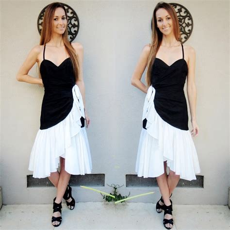 Sale Amazing Black And White Party Dress With Bow 9 10 Etsy Black And White Party Dresses