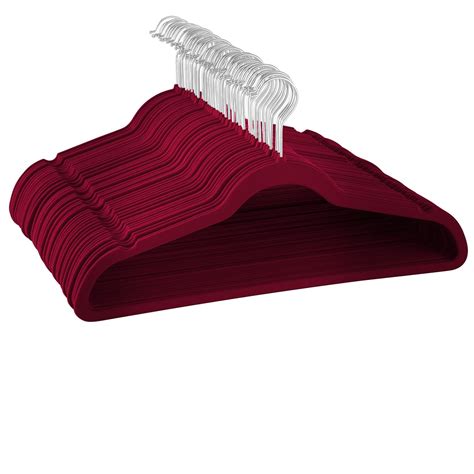 Non Slip Velvet Hangers Royal Red Suit Hangers Ultra Thin Space