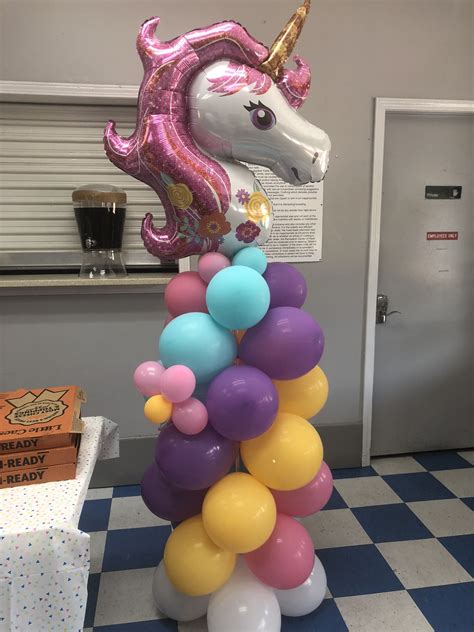 Kailynns Unicorn Balloon Column For Her Bday Balloon Arrangements