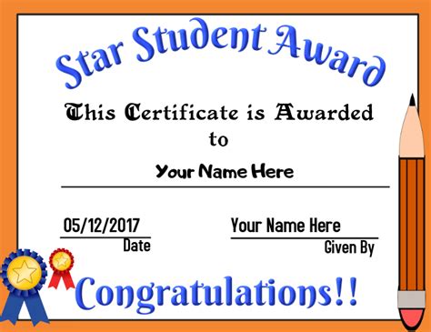 Star Student Award Template Postermywall