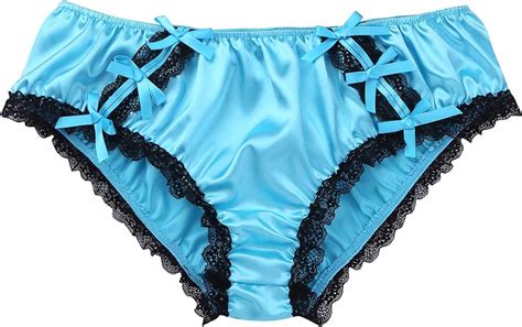 Dpois Mens Sissy Silky Satin Lace Lingerie Briefs French Maid Girly Crossdress Panties