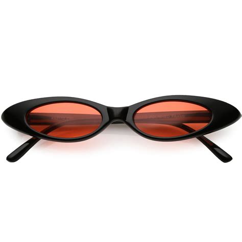 Ultra Thin Extreme Oval Sunglasses Color Tinted Lens 47mm Black Red
