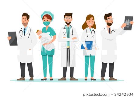 Set Of Doctor Cartoon Characters Medical Staff Stock Illustration