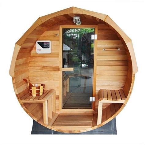 Aleko Pine Wood Indoor Outdoor Wet Dry Barrel Sauna 5 Person With