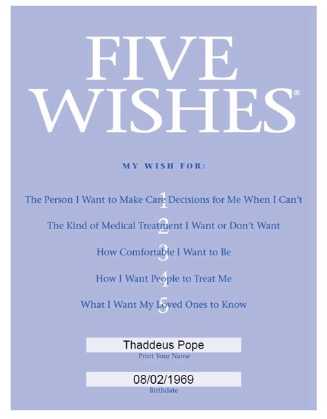 Five Wishes Advance Care Planning Document Now Free