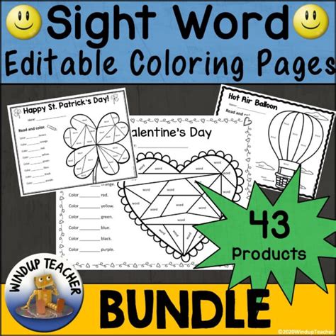 Sight Word Activity Sheets Bundle Editable Made By Teachers