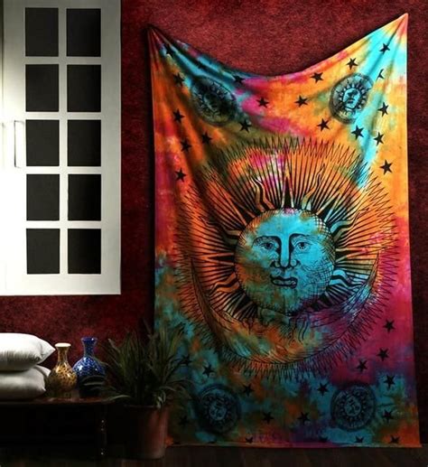 Sun Tapestry Mandala Tapestries Wall Hangings Sun And Moon Tapestry