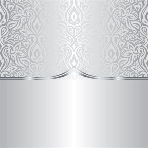 Silver Shiny Floral Vintage Pattern Wallpaper Background Stock Vector