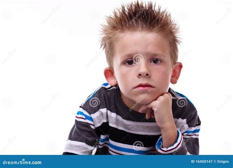Cute Young Boy Looking Bored Royalty Free Stock Photography Image