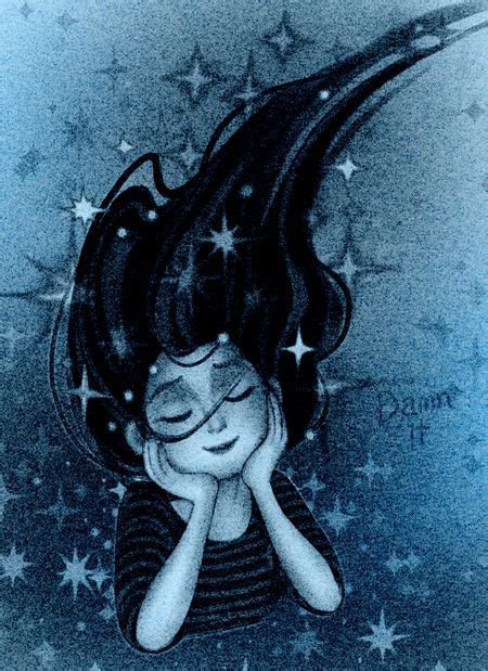 Girl Dreaming With Sparkles In Her Hair Illustration Art Art