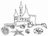 Coloring Beach Castle Sand Drawing sketch template