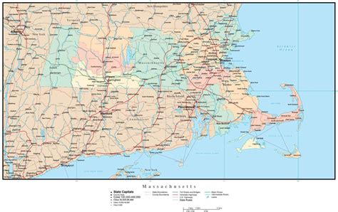 Massachusetts Adobe Illustrator Map With Counties Cities County Seats