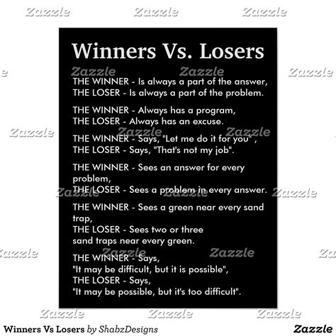 Winners Vs Losers Poster Loser Quotes Motivational