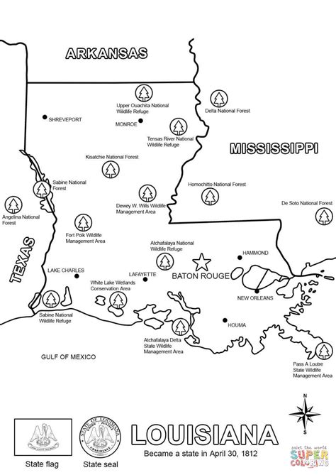 Usa printables state outline shape and demographic map state of. Map of Louisiana coloring page | Free Printable Coloring Pages