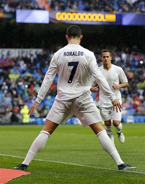 Cristiano ronaldo of real madrid celebrates after scoring the opening...