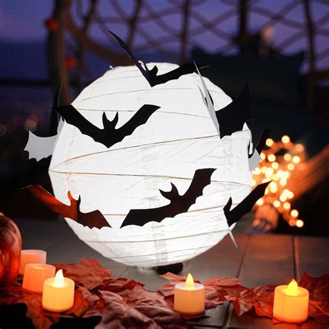 Halloween Hanging Resin Bat Led Lamp Lantern Flameless Candle Light