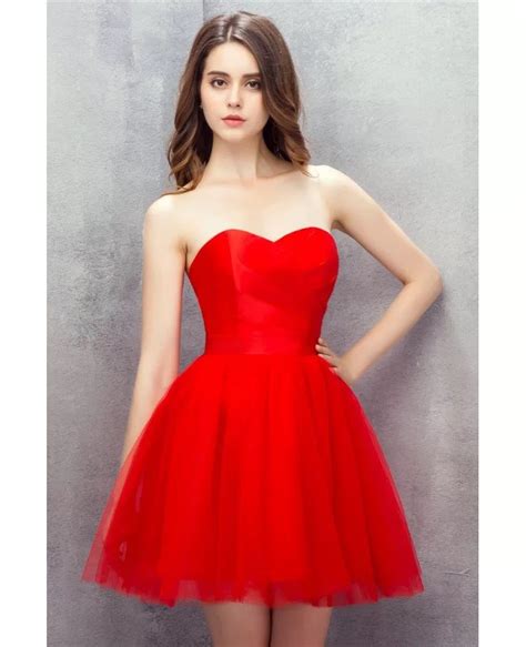 Red Sweetheart Mini Short Tulle Prom Dress YH0112 92 GemGrace Com