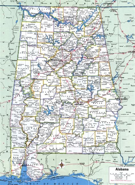 Map Of Alabama Showing County With Cities Road Highways Counties Towns