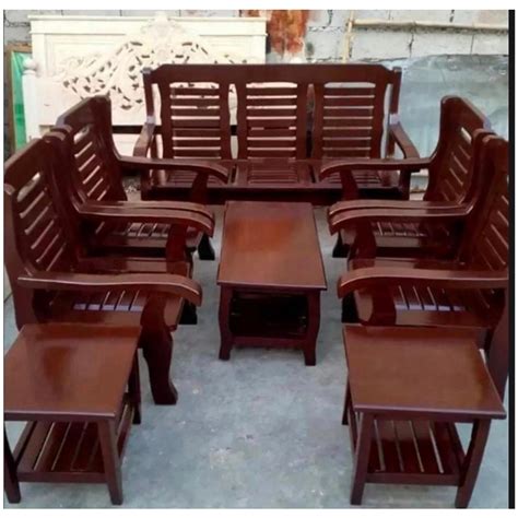 Sala Set Full Set With Top Glass Center Table Made In Gmelina Wood