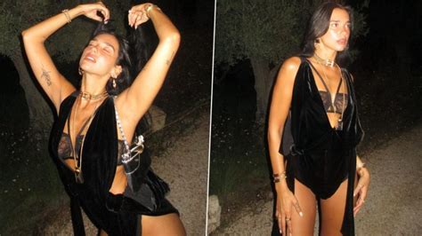 Dua Lipa Turns Up The Heat In Black Lace Bra With Plunging Velvet Leotard See Pics LatestLY