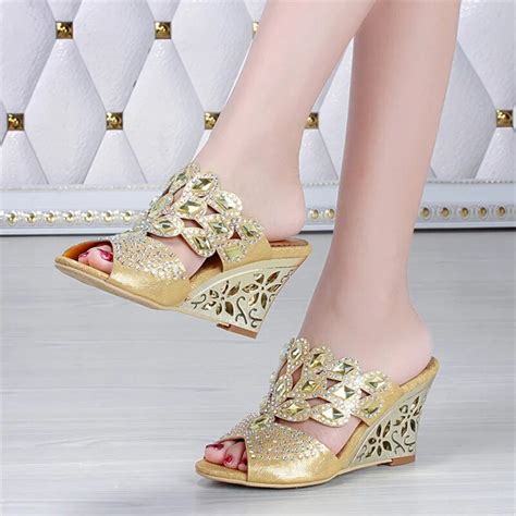 G Sparrow 2017 Gold Shoes Fashion Summer Korean High Heeled Diamond