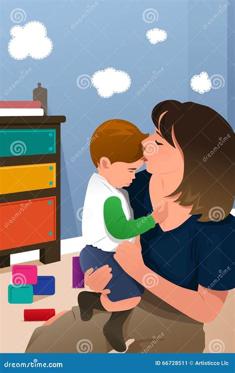 Mother Holding Her Son Stock Vector Illustration Of People