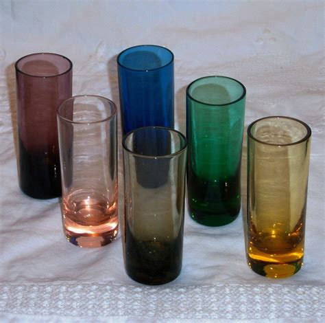 Vintage Shot Glasses In Multi Colored Depression Glass
