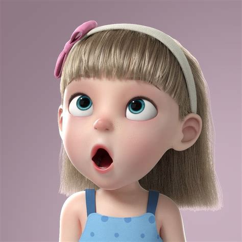 Cartoon Girl Rigged 3d Model Girl Cartoon Characters Girl Cartoon Cute Cartoon Girl