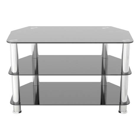 Avf Sdc Series Black Glass 42 Inch Corner Tv Stand Chrome Sdc800 A