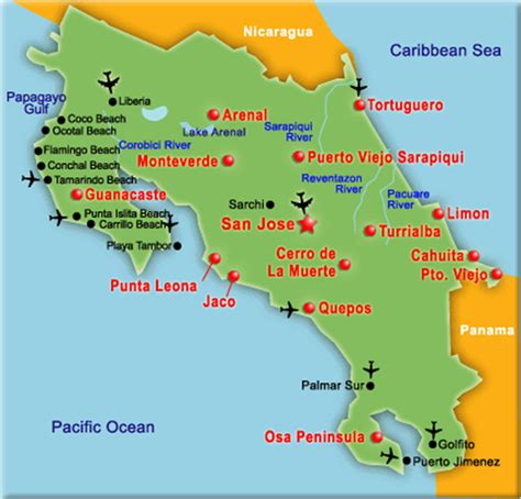 Costa Rica Tourist Destinations Map Best Tourist Places In The World