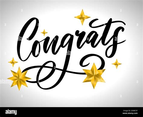 Congrats Congratulations Card Lettering Calligraphy Text Brush Stock