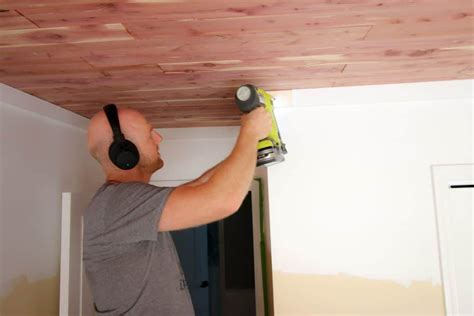 Methods to set up ceiling planks, title: How to hang a cedar plank ceiling over popcorn ceilings in ...