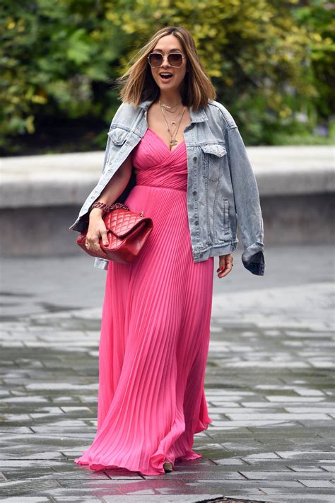 Myleene Klass In Long Pink Dress Arriving At Smooth Radio In London