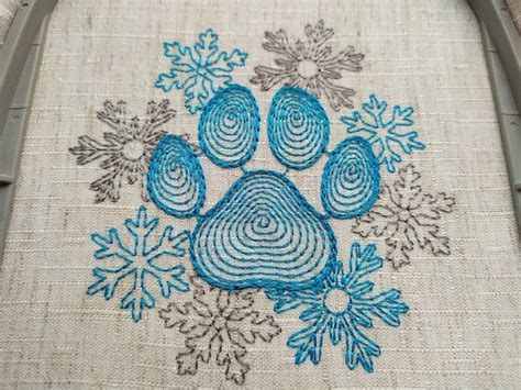Paw Print Embroidery Design Snowflake Embroidery Designs | Etsy