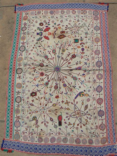 Antique Indian Kantha Embroidery Quilt From The West Bengal Region Of