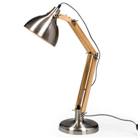 Sourcing guide for wooden desk light: Brushed Steel Wooden Desk Lamp | Modern Table Lamps