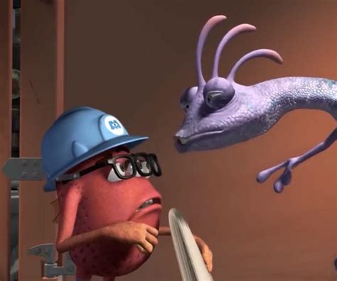 In Monsters Inc 2001 Fungus Has A Bracket On His Helmet That