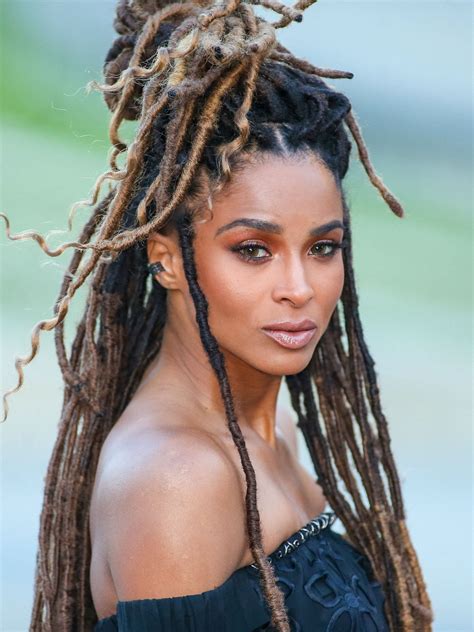 Ciara In Long Faux Locs Ombré Mix Of Colours 1b 4 And 8 Faux Locs