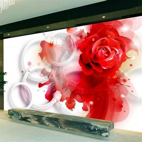 Beibehang Custom Wallpaper 3d Stereoscopic Tv Backdrop Living Room Bedroom Abstract Big Flowers