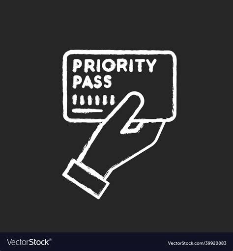Priority Pass Chalk White Icon On Black Royalty Free Vector