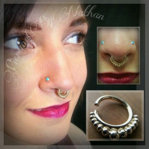 Septum Piercing With 14k Yellow Gold Graduated Lachtmi Seam Ring From Bvla Septum Piercing