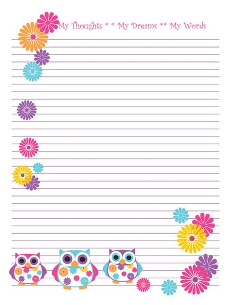 Friday Freebie Summer Owls Writing Paper Printable Stationery