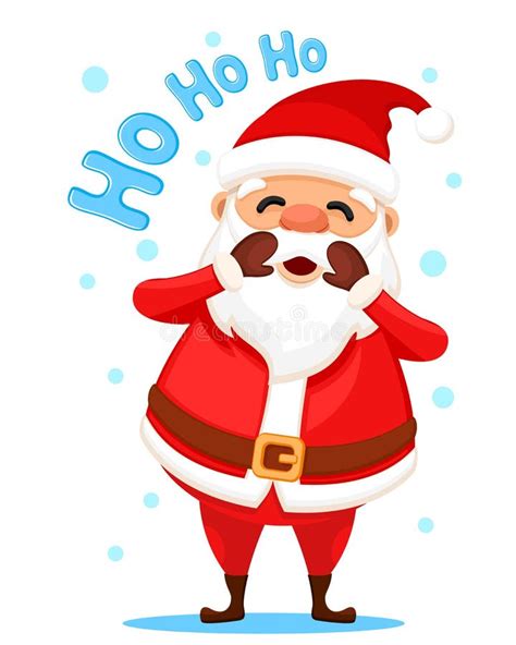 Santa Claus Shouts Ho Ho Ho On A White Background Merry Christmas And Happy New Year Stock