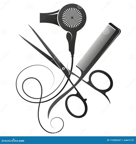 Scissors And Comb Stylist Hair Dryer Symbol Stock Illustration