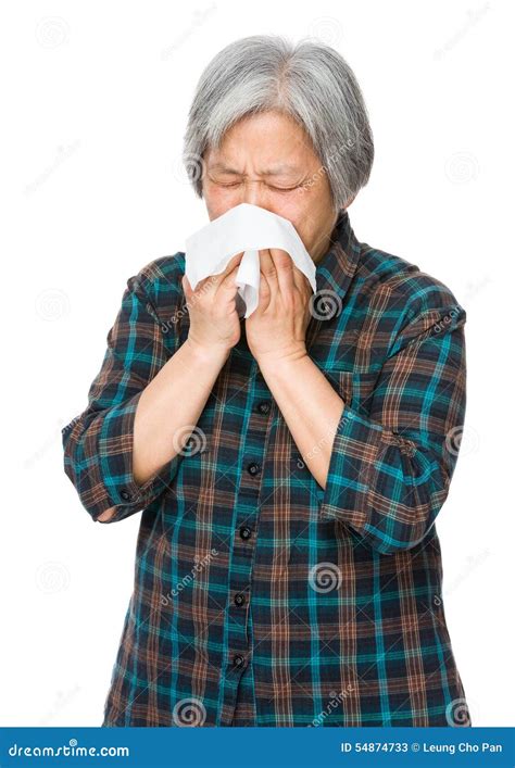 Elderly Woman Sneeze Stock Image Image Of Girl Aged 54874733