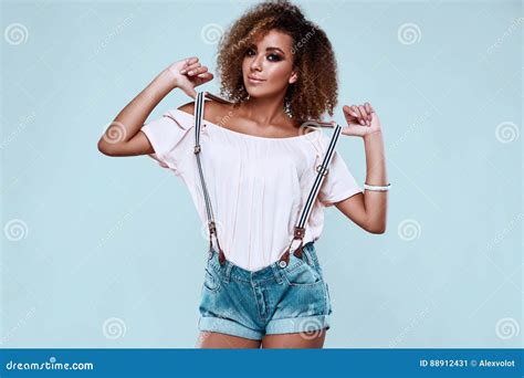 glamour elegant black hippy woman model with curly hair stock image image of hair jewelry