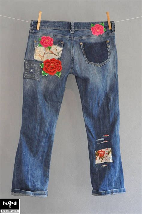 Patched Denim Patched Jeans Reworked Vintage Jeans With Patches