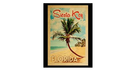 Siesta Key Florida Palm Tree Beach Vintage Travel Postcard